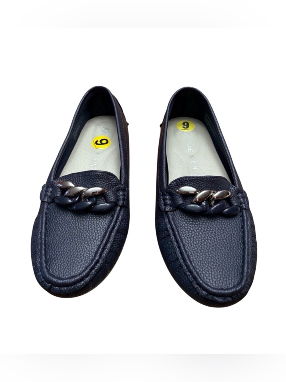 NEW Anne Klein, Flex Vegan Driver Loafers Navy Chain Detail, Comfort Slip-On, 9M - Picture 7 of 11